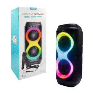 Bocina alargada de 8 pulgadas, doble altavoz con luz rgb, inalámbrica, recargable, entrada  usb, tf + micrófono / gts-2131 / bocina gratnice / bocina 4x2 pulgadas