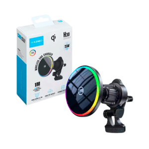 1pza Soporte para teléfono redondo con iluminación rgb, montable en tablero de coche y función de carga inalámbrica, variedad de usos / h30 / kbod / 15w / h30 bk