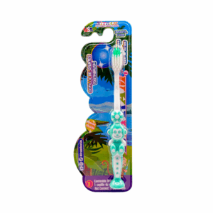 Cepillo dental infantil, mango plástico en forma de animal animado, multicolores