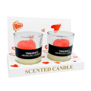 Paquete con 2 velas aromáticas con temática de amor decoración de corazón en 3d, variedad de colores / valentines aromatic candle / hb-7688