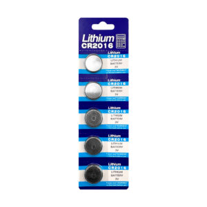 Blíster con 5 pilas baterías de litio lithium tipo botón cr2016, 3v para calculadora / hfy-12719 / lithium cr2016