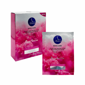 Caja con 10 mascarillas para skincare con extracto de rosas y ácido hialurónico
