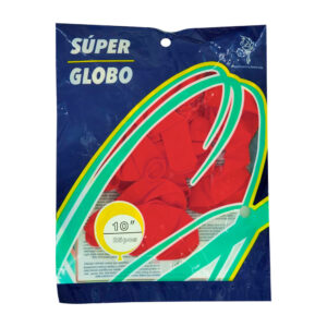 Paquete con 25 globos de látex 10 pulgadas en color rojo / súper globo / inn-m3-005