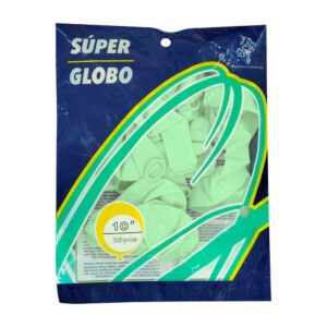 Paquete con 25 globos de látex 10 pulgadas en color verde / súper globo / inn-m3-009