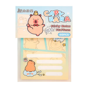 Paquete con 60 post it / notas adhesivas pequeñas, con diseño infantil, variedad de modelos / capybara / 75x75mm / sticky notes