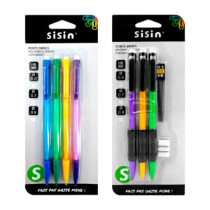 Blíster de papelería con 3 o 4 portaminas, borradores intercambiables y minas de grafito, variedad de colores / sisin / porte-mines / j805
