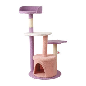 Torre grande armable para gatos con niveles, bases, cuerpo afelpado y función de rascador, variedad de funciones / soj / 2428 / mh18