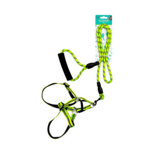 Juego de correa con arnés para mascota, 120cm de largo, detalles reflectantes, color fluorescente y mango de goma espuma, variedad de colores / jr2616 / 2616 / pet shop