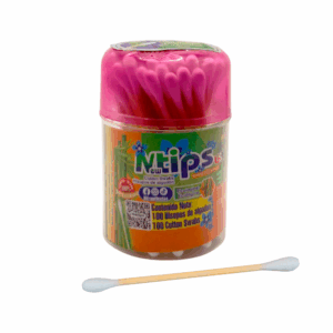 Bote cilíndrico con 100 cotonetes de doble cabeza y palo de bambú /ntips /nitram