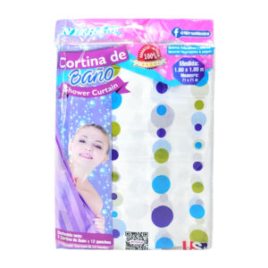 Cortina de baño delgada con aros plásticos y estampado de puntos / nitram