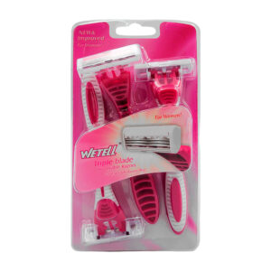 Blíster con 3 rastrillos de doble navaja con mango ergonómico y cuerpo de plástico, variedad de colores / wetell / wt201961