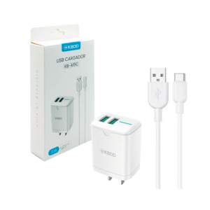 Combo cargador kbod, con cubo cargador de doble entrada usb y cable de usb a usb tipo c/ 3.1a / kbod / kb-a15c