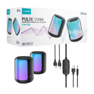 Par de bocinas inalámbricas, recargables, cilíndricas, con cuerpo iluminado en rgb y función de altavoces estéreo / separadas, variedad de funciones / kb-bc / enjoy life / kbod