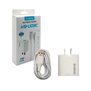 Combo cargador kbod con cubo de carga de doble entrada usb / tipo c y cable de carga de usb a tipo c / 20w / kbod / kb-u03c