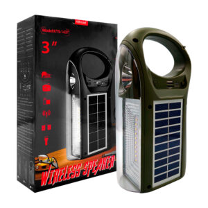 Bocina multifuncional 3´, panel solar, fm, doble linterna, usb-tf, asa y antena
