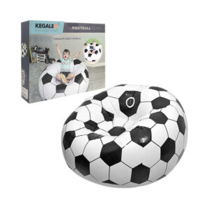 1pza Sillón / sofá inflable en forma redonda con estampado de pelota de fútbol, variedad de funciones / 110x80cm / football sofa / kegaler