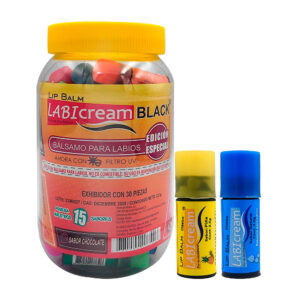 Bote con 30 mini labiales humectantes, variedad de aromas / 177396