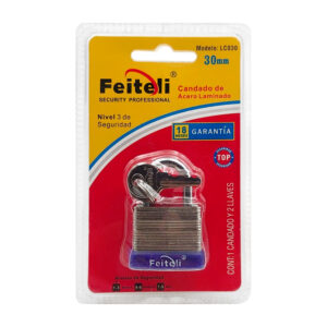 Candado mini de acero laminado de gancho corto reforzado con acero, nivel de seguridad básico + juego de llaves / lc030