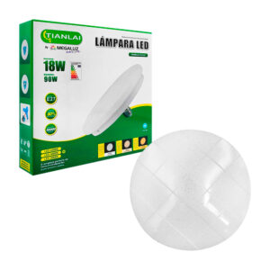 Lámpara plafón redonda 18w, 3 temperaturas, e27, diseño relieve de cuadros