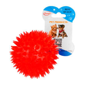 1pza Mini pelota con diseño tipo púas, luces y chifle para mascotas, 7cm, variedad de colores / lf-cw9785