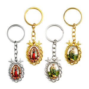 1pz llavero de imagen religiosa con decoración de palomas, color surtido