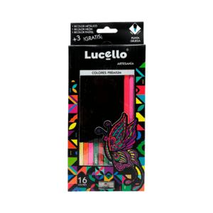 Estuche lucello con 10 lápices triangulares de colores, 3 lápices dobles + sacapunta metálico, variedad de colores / lpdc-as-c13