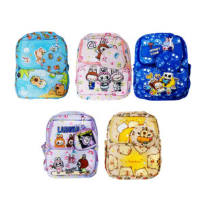 Mochila pequeña con estampado de labubu, capibara y 3 compartimentos