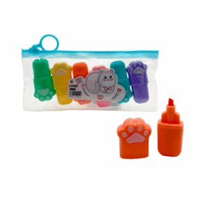 Blíster de papelería con 6 mini marcatextos en forma de patita de gato; variedad de colores / lxwj / lx-209 / c341-275