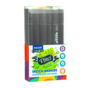 Paquete con 6 plumones triangulares de doble punta, colores surtidos / m-15139-6