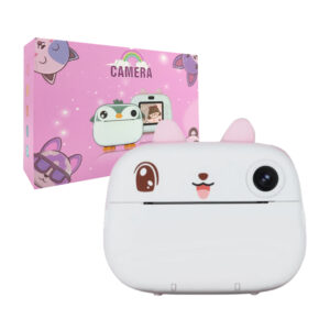 Cámara pequeña rectangular infantil, instantánea, con cámara frontal y pantalla