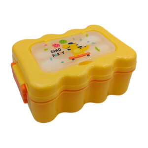 Tupper rectangular con ondas, 2 niveles, 3 compartimentos y 2 cubiertos / fh45
