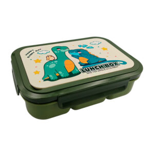Tupper rectangular con 5 compartimentos y cubierto, variedad de colores / fh59