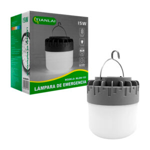 Lámpara led de emergencia, 15w, portátil, 1200lm, recargable, 3 modos y gancho
