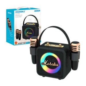 Bocina de karaoke bluetooth multifuncional con 2 micrófonos incluidos, radio fm, puerto usb, usb-c, tf y auxiliar / variedad de colores / moreka-392+