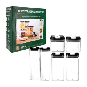 Juego con 6 tuppers - recipientes de plástico transparentes, herméticos, para almacenar alimentos / ms-3 / food storage containerset