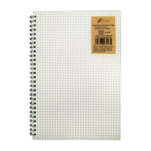 Cuaderno con pasta transparente doble espiral metálico 70 hojas cuadro chico