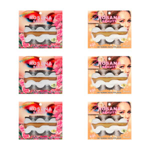 Blíster de 6 pestañas postizas, adhesivas y con aplicador de plástico, variedad de usos / 6d / rosana beauty / 6d 05