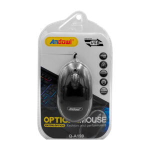 Mouse óptico alámbrico andowl con cable usb, ligero, 1000dpi / optical mouse / q-a199
