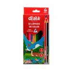 Caja con 13 lápices de colores triangulares + lápiz de grafito 2B y un sacapunta de plástico, colores surtidos / qb57-100 / en71-3 / dialé libera tu talento