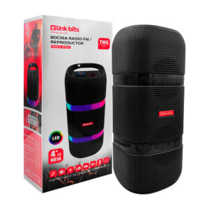 Bocina bluetooth en torre semi cuadrada, 4´, doble franja led rgb, fm, usb - mic