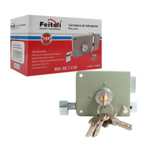 Cerradura feiteli de sobreponer puertas derechas, hierro antioxidante con seguridad alta + juego de llaves / rm71510r / rm-71510r