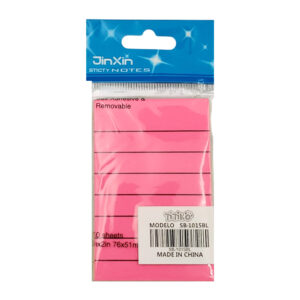 Mini block con post it - notas adhesivas, rectangulares con líneas para escribir, 100 hojas de 76x51mm, variedad de colores / sb-1015bl / notas titiko