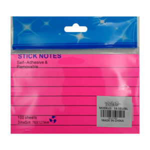 Paquete con 100 post it / notas adhesivas de raya, 76x127mm, variedad de colores / sb-1008bl
