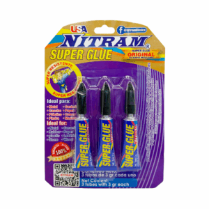 Blister con 3 mini super pegamentos líquidos, variedad de usos / nitram