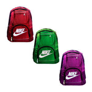 Mochila grande lisa, 4 compartimentos, logo de palomita y doble línea blanca
