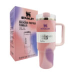 Termo acero 40oz 1.18L, multicolor con asa, popote y tapa translúcida