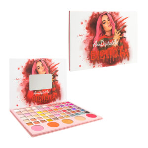 Paleta con 66 sombras para ojos en tonos matte, con glitter o luminosos, 3 rubores, 1 iluminador y un contorno en polvo + espejo, variedad de colores / ts-963 / ann digital art