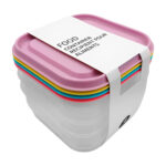 Set de 4 tuppers pequeños, cuadrados, con cuerpo, tapadera de plástico, y capacidad máxima de 40ml, variedad de colores / food container / v050