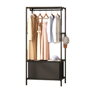 1pza Organizador para ropa montable, con cuerpo metálico, 1 bolsa compartimento y tubos para colgar, variedad de usos / v2-2307