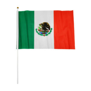 1pza Bandera de méxico nacional pequeña, con palillo de plástico y medida de 40cm / v2103 / mexico